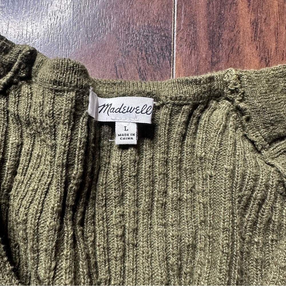Madewell Green Shrunken Ribbed Cardigan Sweater - Picture 5 of 6